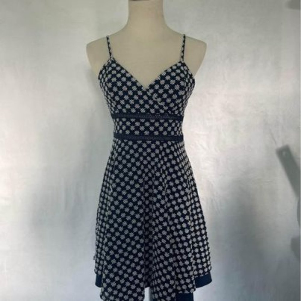 Trixxi Embroidered blue and white floral summer dress size M